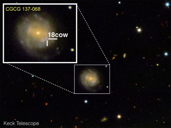 Астрономы продолжают ломать головы над мощным взрывом в далекой галактике